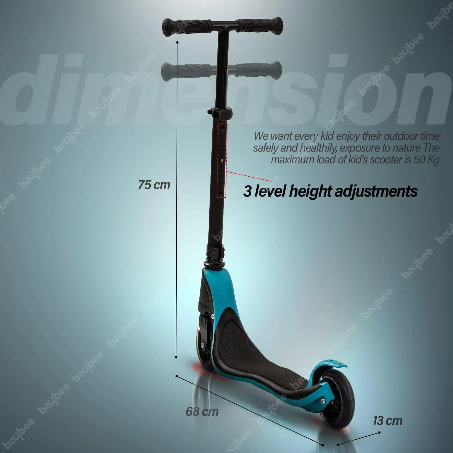 اسکوتر اسکیت Baybee Dracarys برای کودکان، اسکوتر 2 چرخ با دسته قابل تنظیم در سه ارتفاع، چرخ‌های PU LED چشمک‌زن و عرشه لاستیکی | اسکوتر ضربه‌ای کودکان برای پسران و دختران 3 تا 8 سال