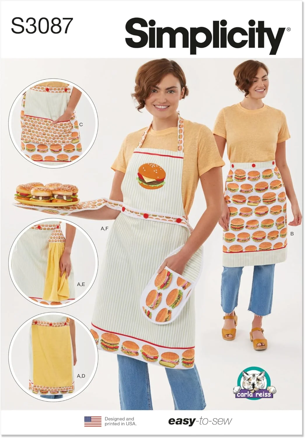 الگوی خیاطی سادگی S3087 پیش بند در سایزهای S-M-L و لوازم جانبی آشپزخانه توسط کارلا ریس الگوی خیاطی سادگی S3087 پیش بند در سایزهای S-M-L و لوازم جانبی آشپزخانه توسط کارلا ریس