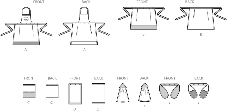 الگوی خیاطی سادگی S3087 پیش بند در سایزهای S-M-L و لوازم جانبی آشپزخانه توسط کارلا ریس