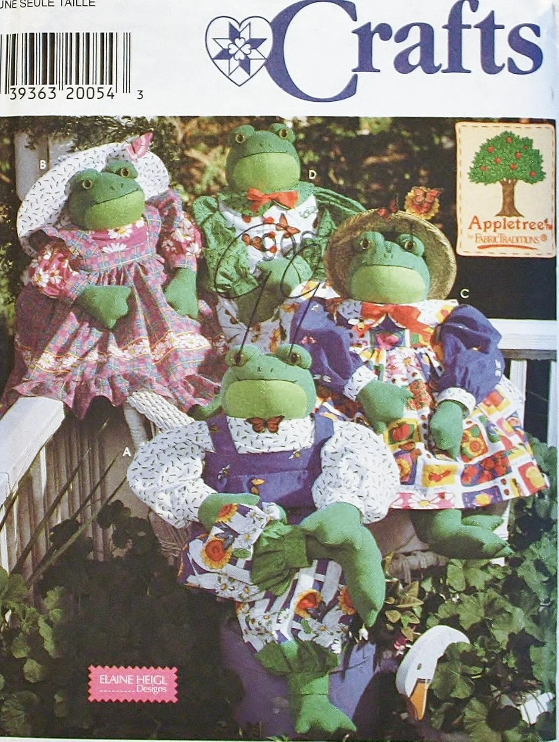 الگوی خیاطی سادگی 7542 برای ساخت عروسک های خانواده قورباغه 80 سانتی متری و لباس