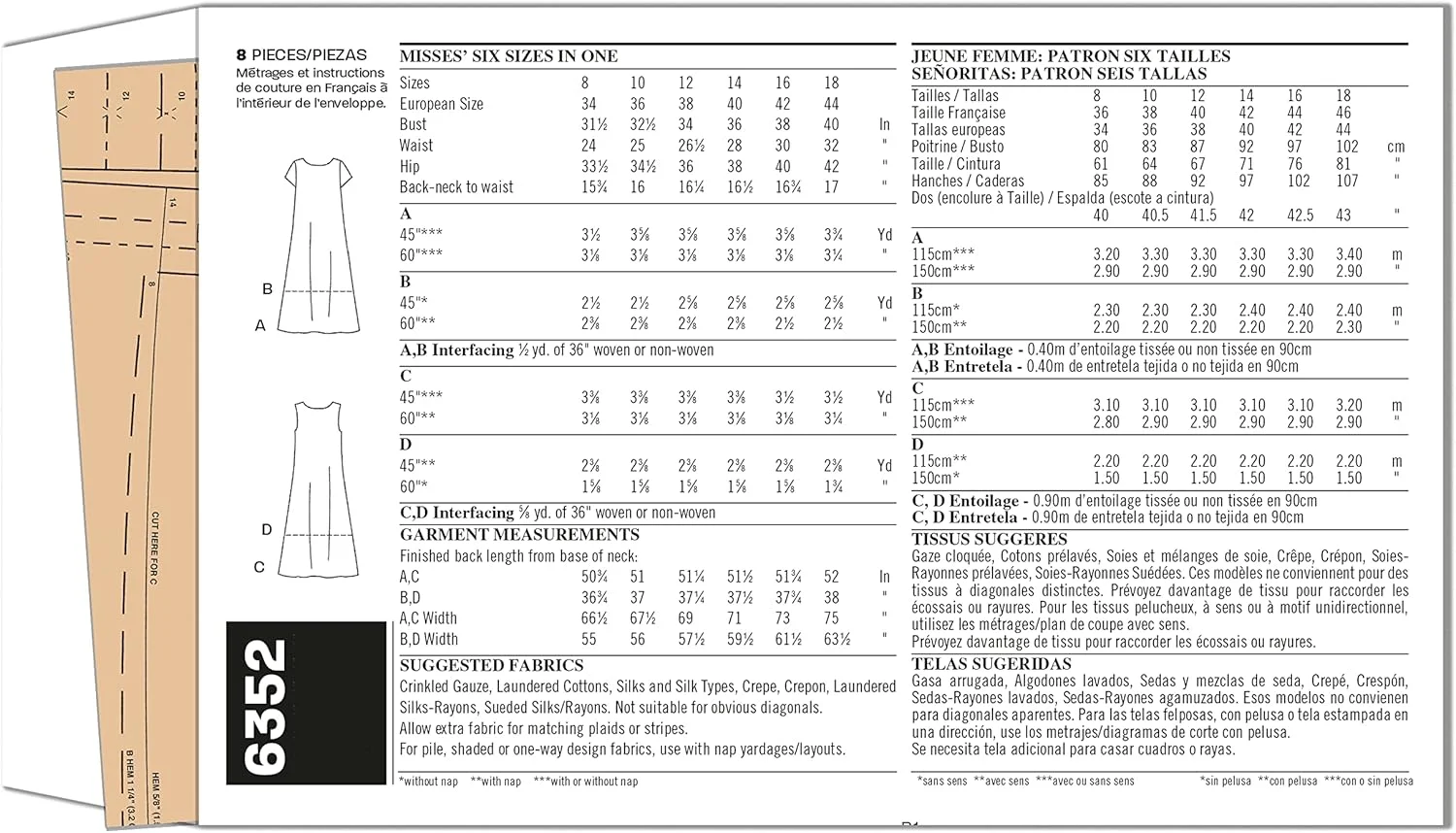 الگوی خیاطی لباس زنانه Simplicity New Look 6352، سایز A (8-10-12-14-16-18) الگوی خیاطی لباس زنانه Simplicity New Look 6352، سایز A (8-10-12-14-16-18)