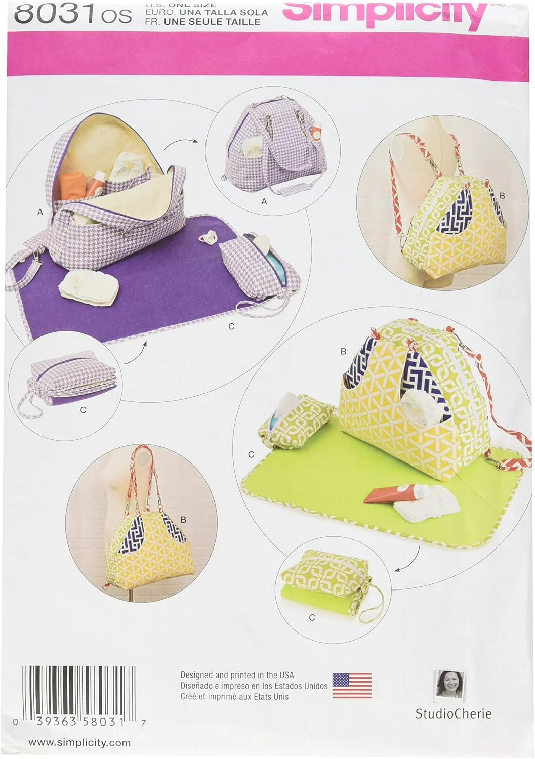 الگوی خیاطی سادگی 8031OS کیف های پوشک تبدیل شونده و پدهای تعویض