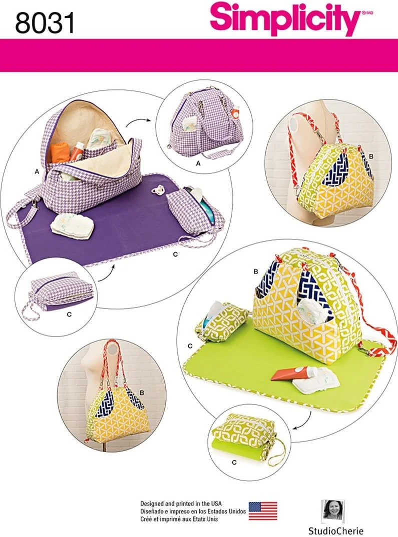 الگوی خیاطی سادگی 8031OS کیف های پوشک تبدیل شونده و پدهای تعویض