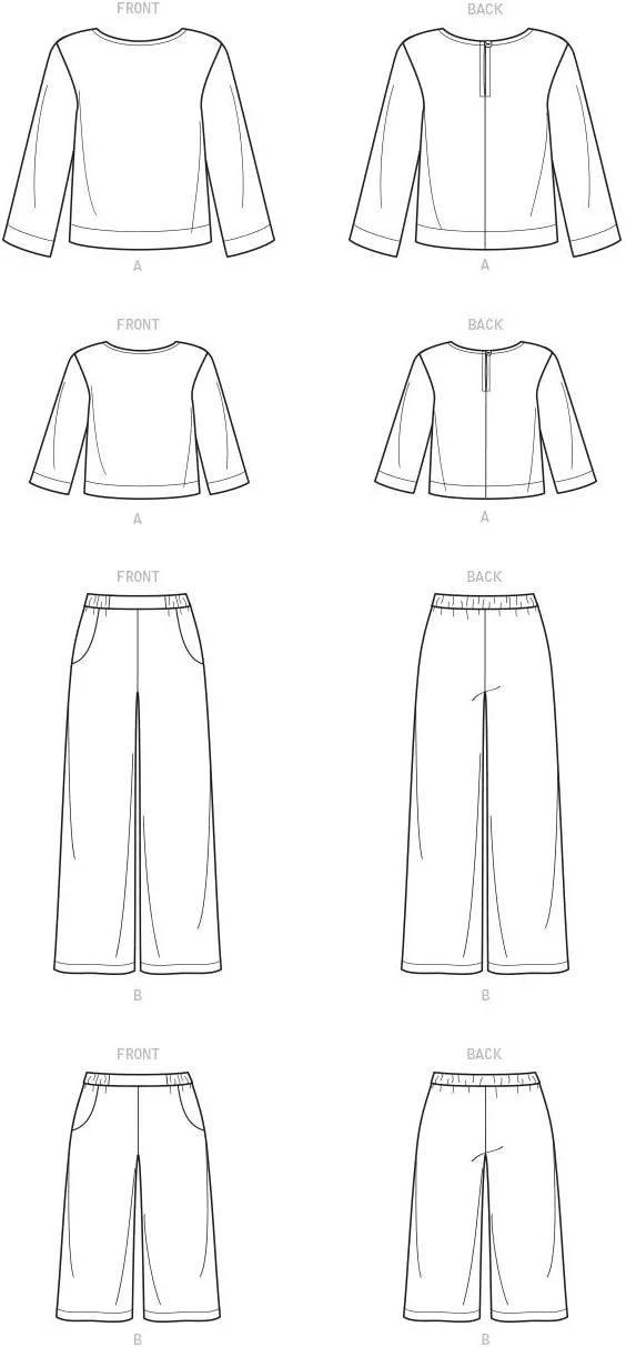 الگوی خیاطی سادگی S9121 تاپ و شلوار بچگانه و زنانه، متنوع، A (3-8 /XS-XL)