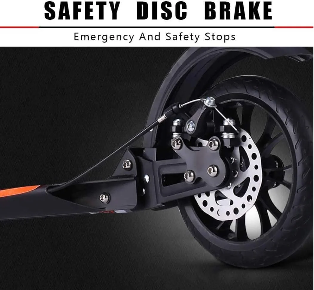 اسکوتر بزرگسالان Honelevo - با سیستم جذب شوک دوبل، ترمزهای دیسکی، 3 ارتفاع قابل تنظیم، تحمل وزن 100 کیلوگرم، مناسب برای نوجوانان و کودکان بالای 8 سال. رنگ مشکی