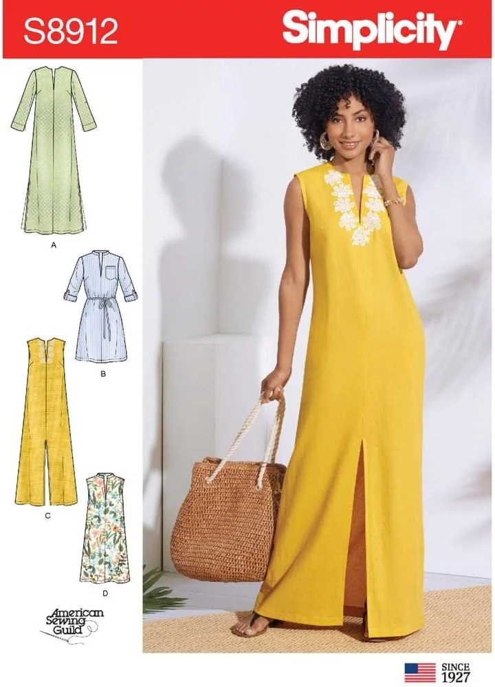 الگوی خیاطی سادگی S8911A برای دوخت کفتان زنانه، کاغذی، سفید، متنوع