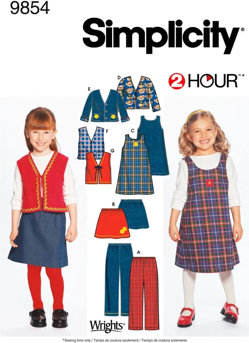 الگوی خیاطی سادگی 9854 A لباس های جداگانه کودک