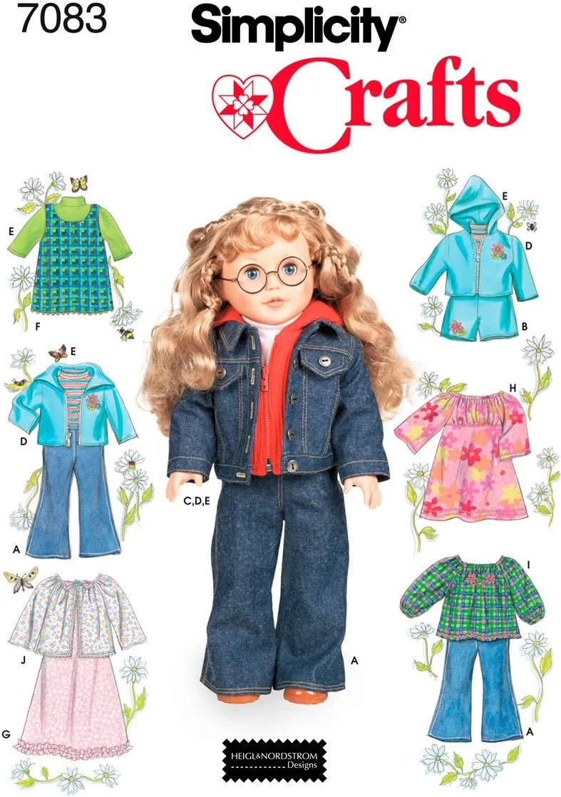 الگوی خیاطی سادگی 7083 لباس عروسک سایز آزاد