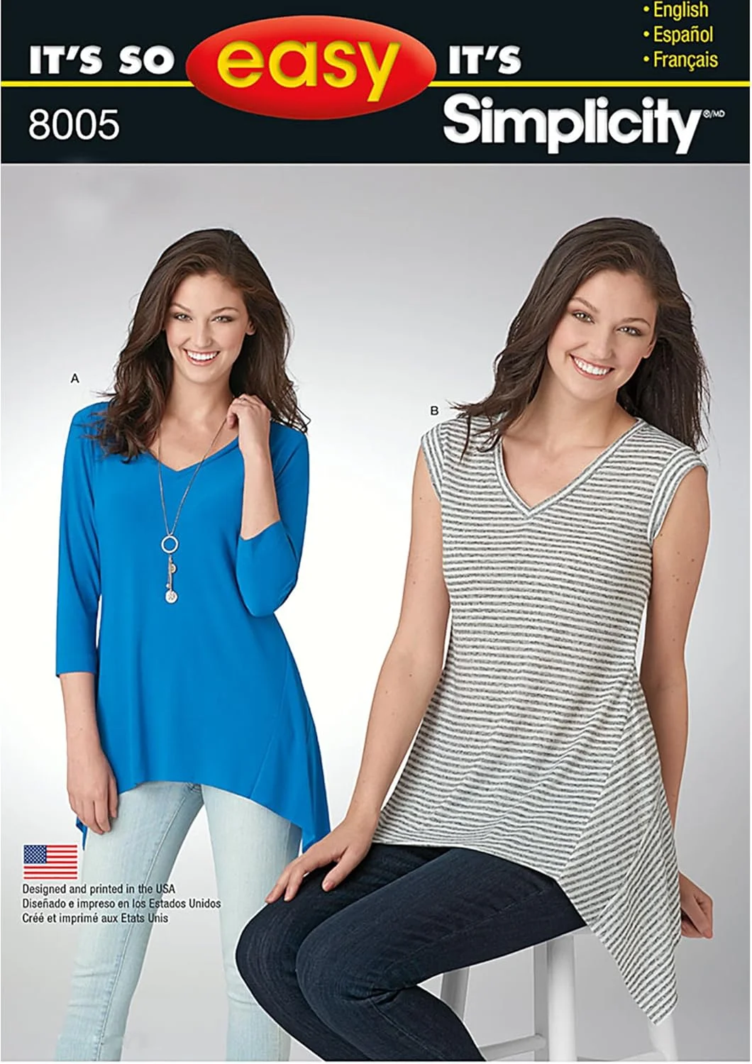 الگوی خیاطی سادگی 8005A تاپ های بافتنی بسیار آسان زنانه