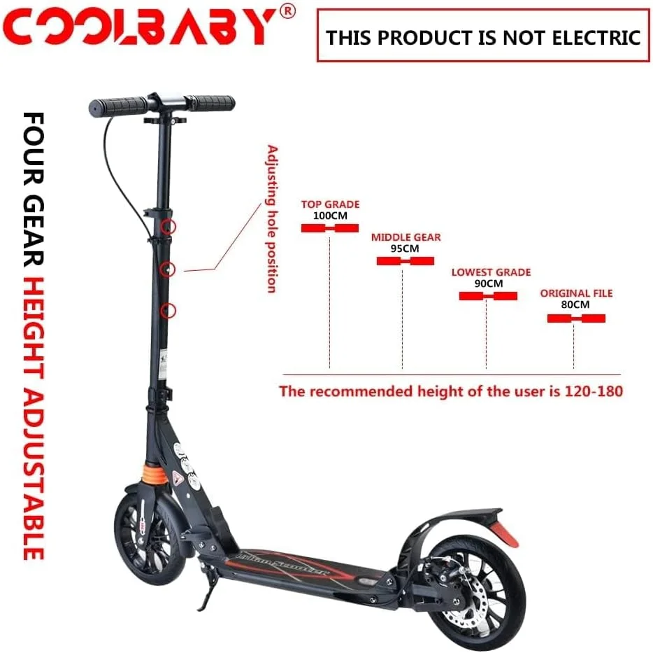 اسکوتر بزرگسال و کودک Coolbaby مدل Unisex با 2 چرخ بزرگ، مشکی اسکوتر بزرگسال و کودک Coolbaby مدل Unisex با 2 چرخ بزرگ، مشکی