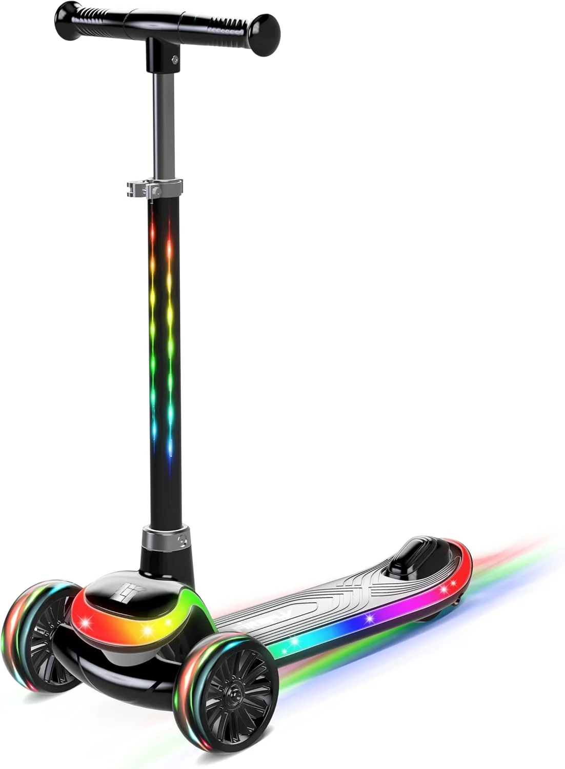 اسکوتر سه چرخ LiT Firefly برای کودکان | چرخ‌های چراغ‌دار و قاب تاشو | فرمان قابل تنظیم | سیستم فرمان متمایل برای چرخش ایمن | سواری پایدار برای سنین 3 سال به بالا | طراحی رنگ روشن | LT-7007