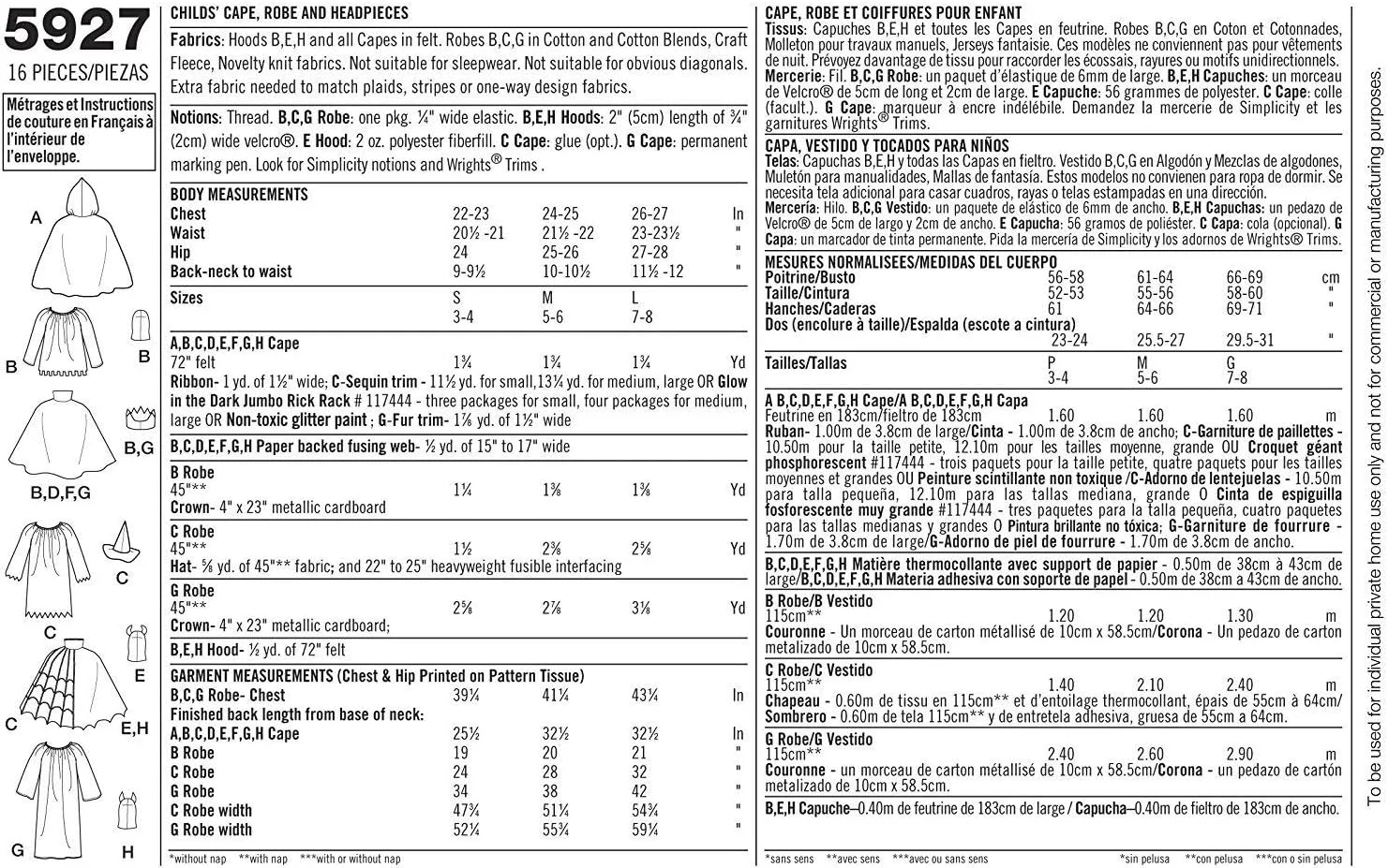 الگوی خیاطی سادگی 5927 - لباس های کودکانه