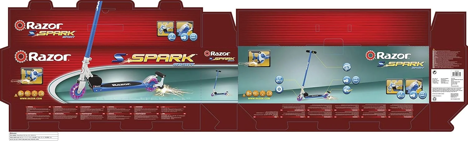اسکوتر کیک اسپارک Razor S برای سنین 8 سال به بالا، تاشو، تحمل وزن تا 100 کیلوگرم
