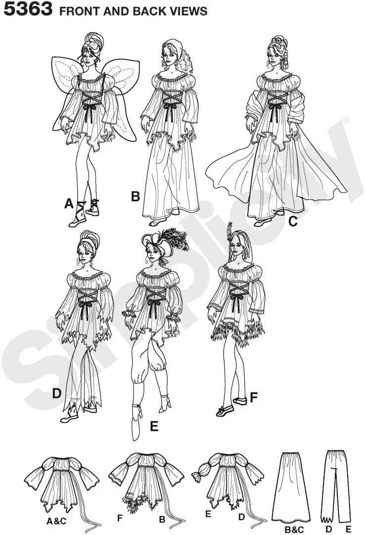 الگوی خیاطی سادگی 5363 RR لباس های فانتزی زنانه