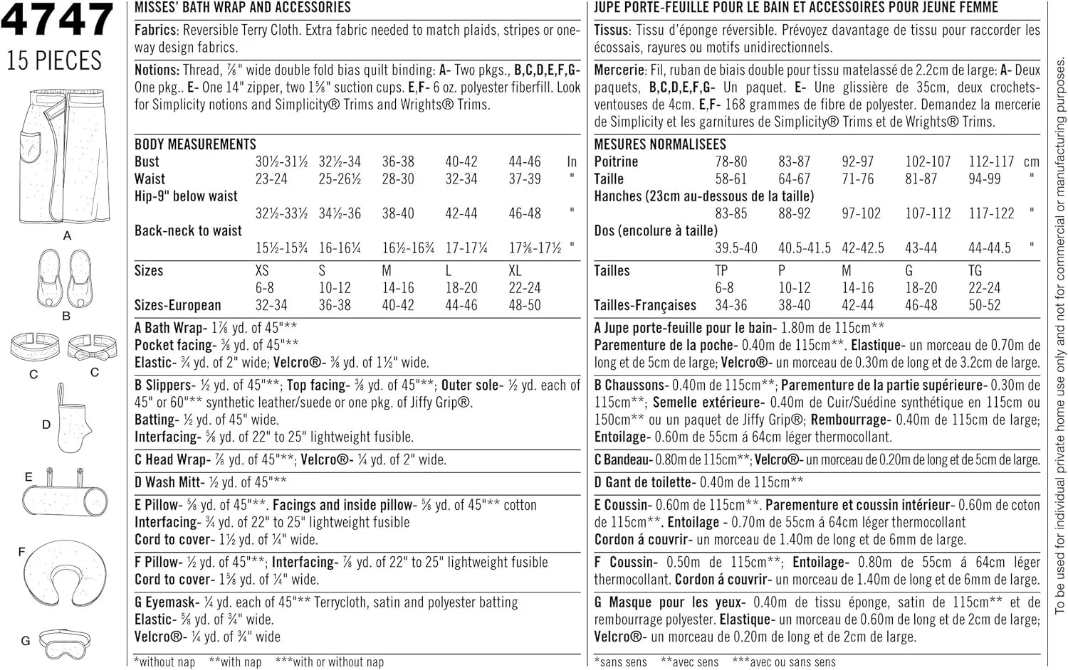 الگوی خیاطی سادگی 4747 صنایع دستی، A (XS-S-M-L-XL)