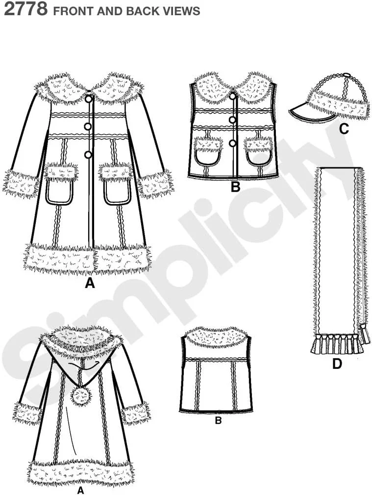 الگوی خیاطی سادگی 2778 کت و ژاکت بچگانه، A (3