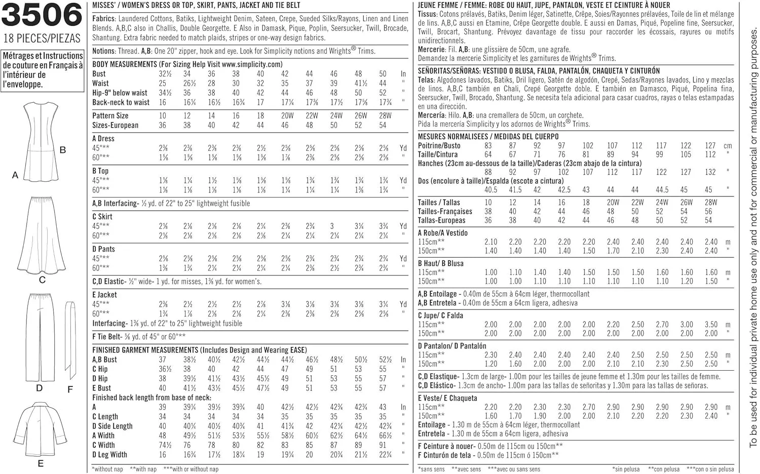 الگوی خیاطی سادگی 3506 AA لباس ورزشی سایز بزرگ/زنانه الگوی خیاطی سادگی 3506 AA لباس ورزشی سایز بزرگ/زنانه