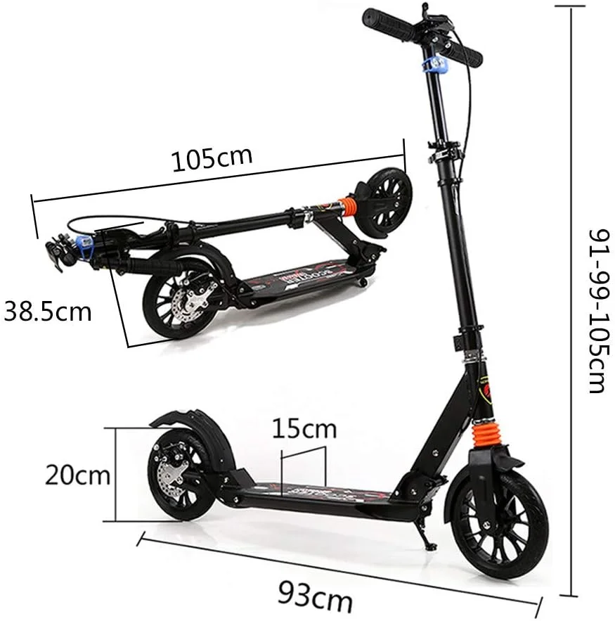 اسکوتر بزرگسالان ZCM-Scooter با چرخ‌های بزرگ، اسکوتر تاشو بزرگسالان، ترمز دیسکی، جذب شوک دوبل، تحمل وزن 100 کیلوگرم، مناسب برای سفر های شهری و دانشگاهی (غیر برقی)