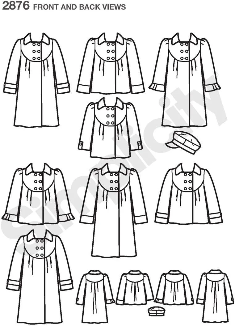 الگوی خیاطی سادگی 2876 برای ژاکت و پالتو دخترانه/بچگانه