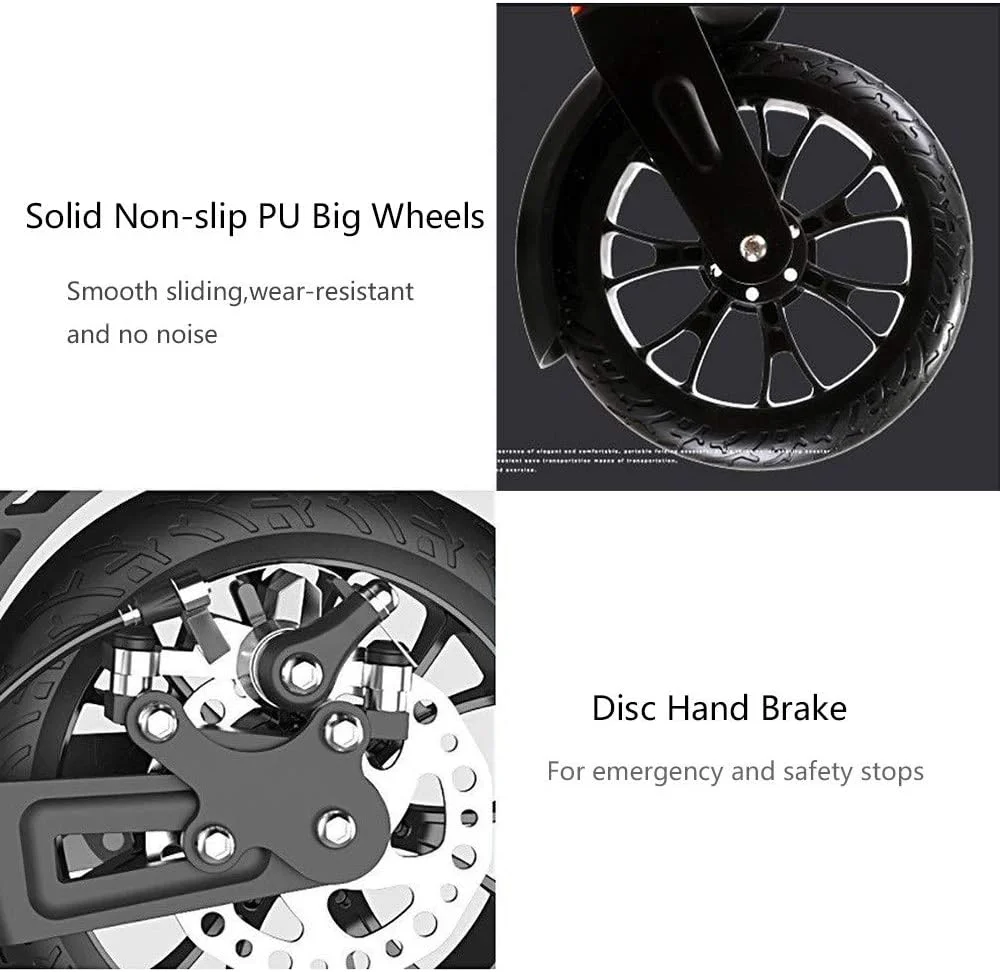 اسکوتر بزرگسالان ZCM-Scooter با چرخ‌های بزرگ، اسکوتر تاشو بزرگسالان، ترمز دیسکی، جذب شوک دوبل، تحمل وزن 100 کیلوگرم، مناسب برای سفر های شهری و دانشگاهی (غیر برقی)