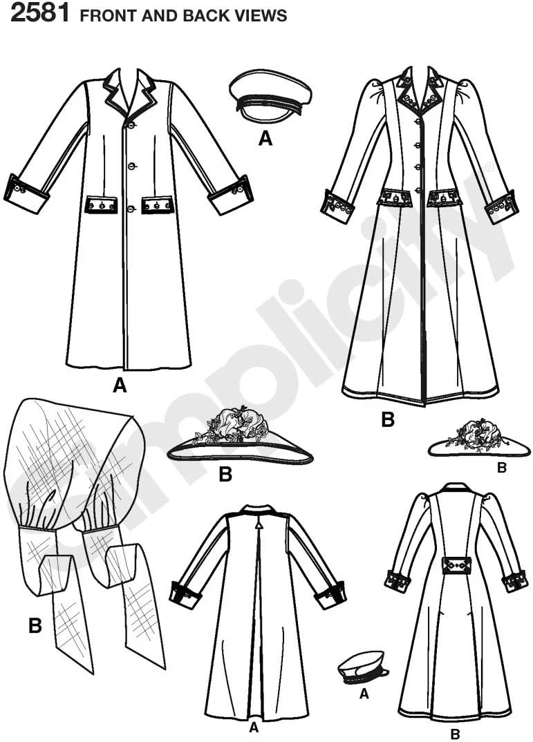 الگوی خیاطی سادگی 2581، لباس های زنانه و مردانه، A (8-18 / XS-XL)
