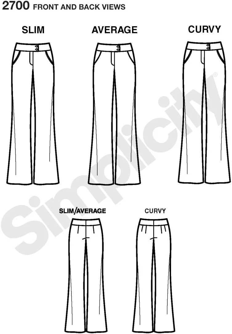 الگوی خیاطی سادگی 2700 شلوار زنانه سایز کوچک، R5 (14-16-18-20-22)