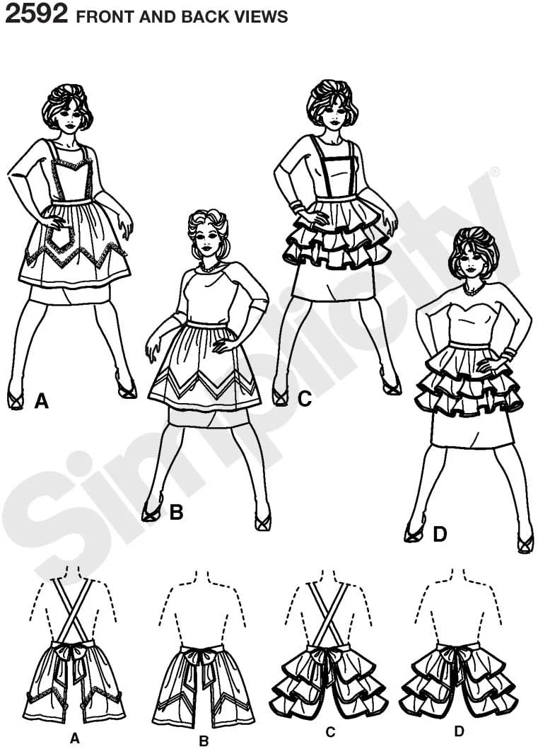 الگوی خیاطی سادگی 2592 پیش بند، سایزهای S-M-L