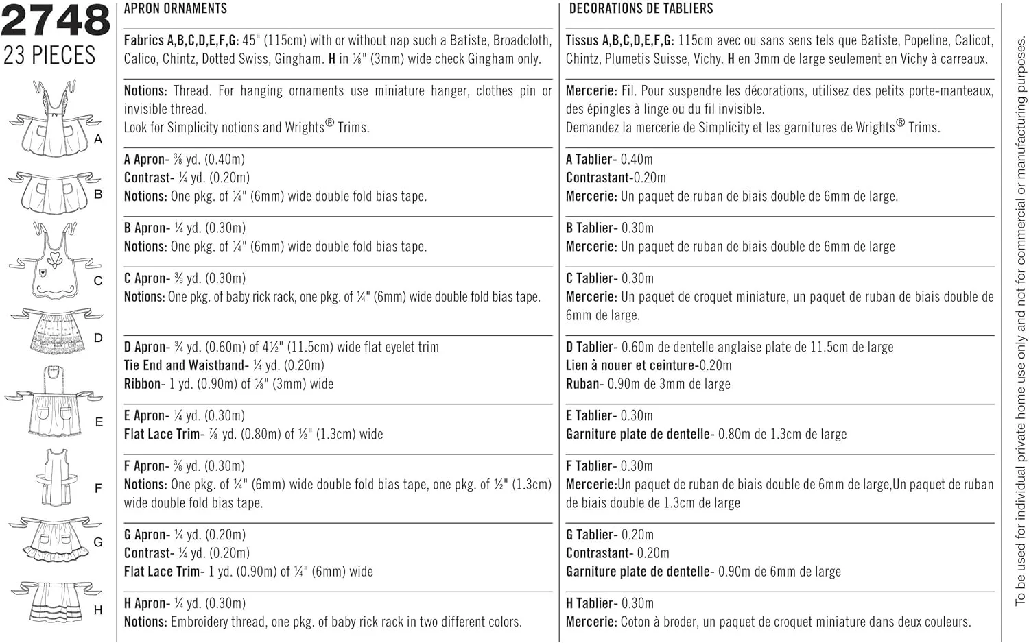 الگوی خیاطی سادگی 2748 صنایع دستی