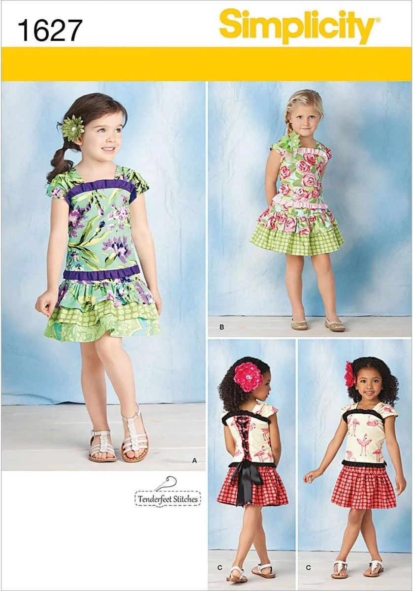 الگوی خیاطی سادگی 1627: تاپ و دامن بچگانه، سایز A