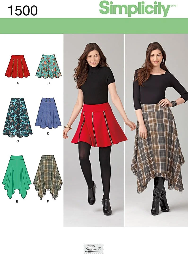 الگوی خیاطی سادگی 1500: دامن های زنانه با تغییرات قد، سایز H5