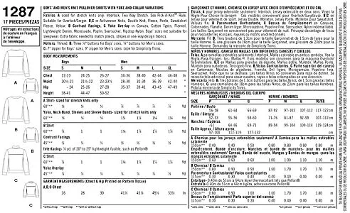 الگوی خیاطی سادگی 1287: پیراهن های بافتنی پسرانه و مردانه با مدل های متنوع، سایز A