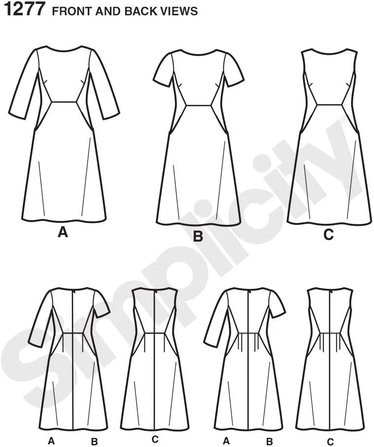 الگوی خیاطی سادگی 1277: لباس مناسب شگفت انگیز زنانه و سایز بزرگ، سایز BB، کاغذی، سفید، (20W-28W)
