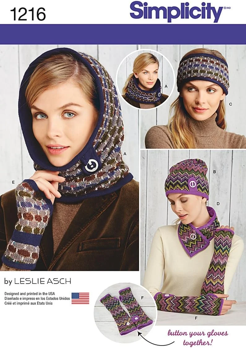 الگوی خیاطی سادگی 1216: اکسسوری های بافتنی هوای سرد زنانه، سایز OS، ONE