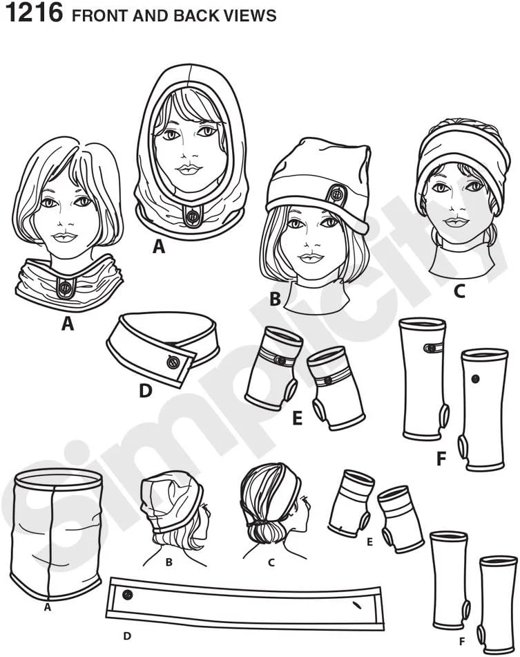 الگوی خیاطی سادگی 1216: اکسسوری های بافتنی هوای سرد زنانه، سایز OS، ONE