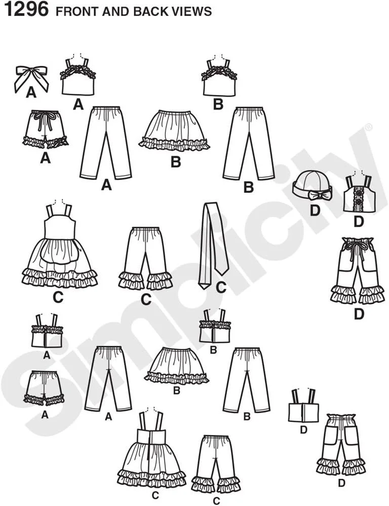 الگوی خیاطی سادگی 1296: لباس برای عروسک 18 اینچی، سایز OS