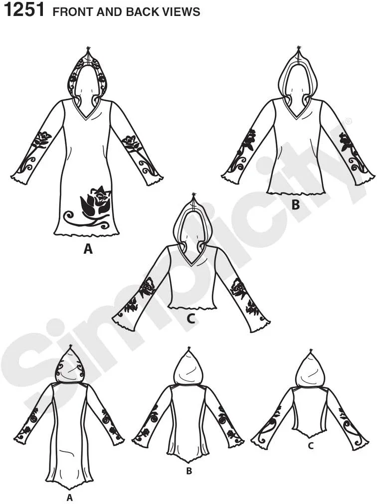 الگوی خیاطی سادگی 1251: لباس بافتنی زنانه، تونیک و تاپ، سایز D5، 4-6-8-10-12