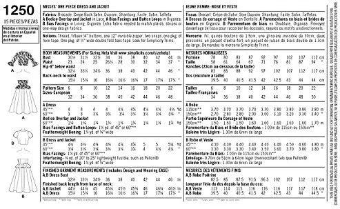 الگوی خیاطی سادگی 1250: لباس و ژاکت یک تکه زنانه وینتیج دهه 1950، سایز R5 (14-16-18-20-22)