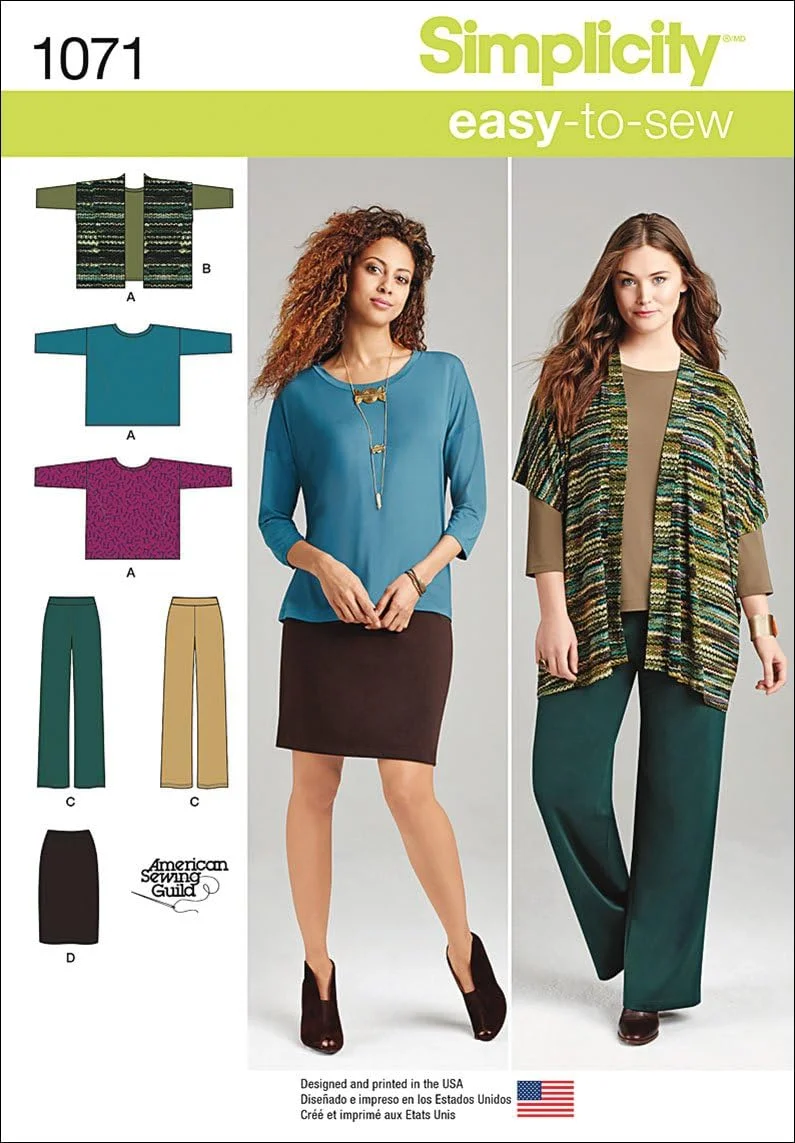 الگوی خیاطی سادگی 1071: لباس ورزشی بافتنی زنانه و سایز بزرگ، سایز: BB (M-L-XL-XXL)