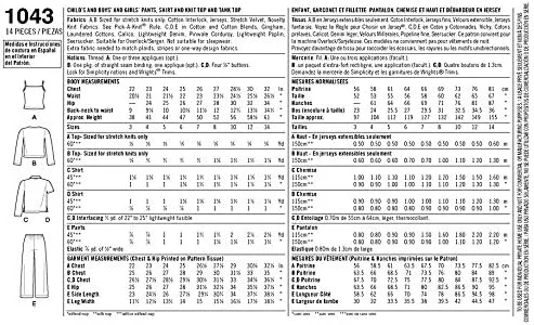 الگوی خیاطی سادگی 1043: لباس های جداگانه کودکانه، دخترانه و پسرانه، سایز HH، کاغذی، سفید، (3-4-5-6)