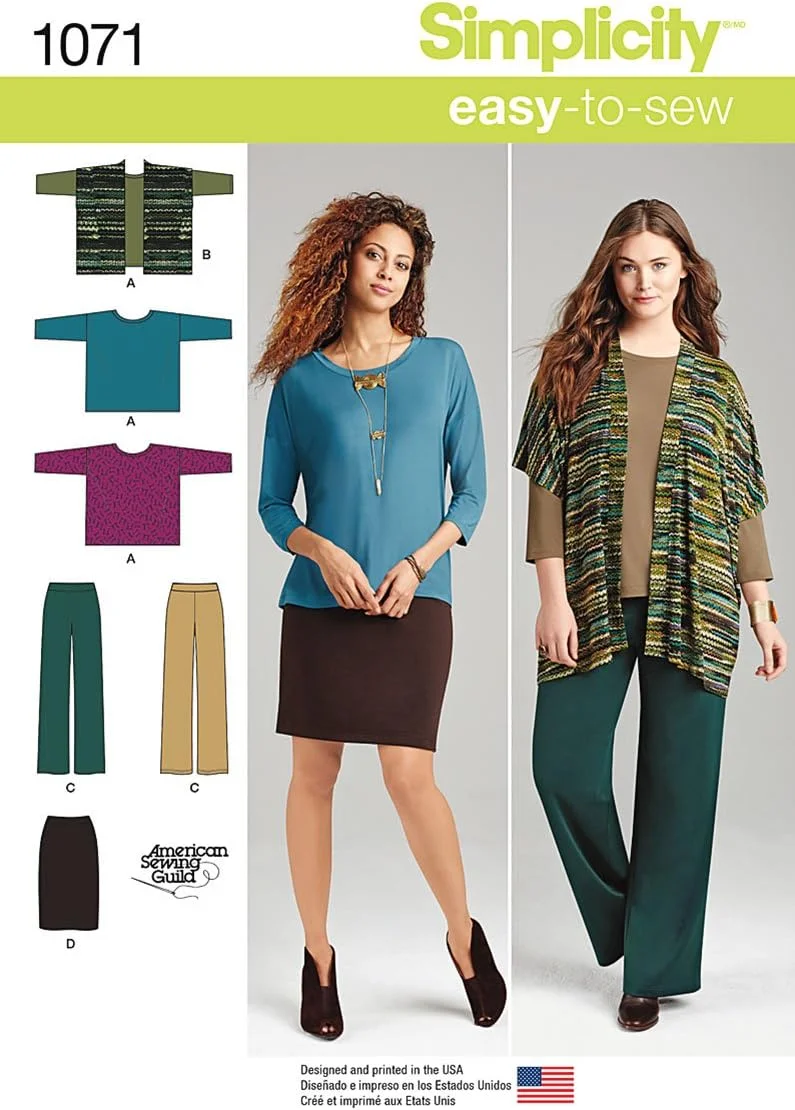 الگوی خیاطی سادگی 1071: لباس ورزشی بافتنی زنانه و سایز بزرگ، سایز: BB (M-L-XL-XXL)