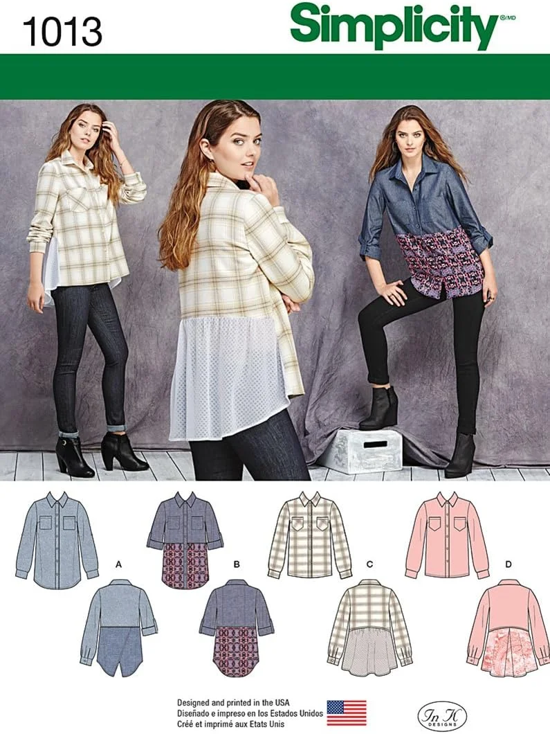 الگوی خیاطی سادگی 1013: پیراهن زنانه با تنوع پارچه، سایز H5 (6-8-10-12-14)