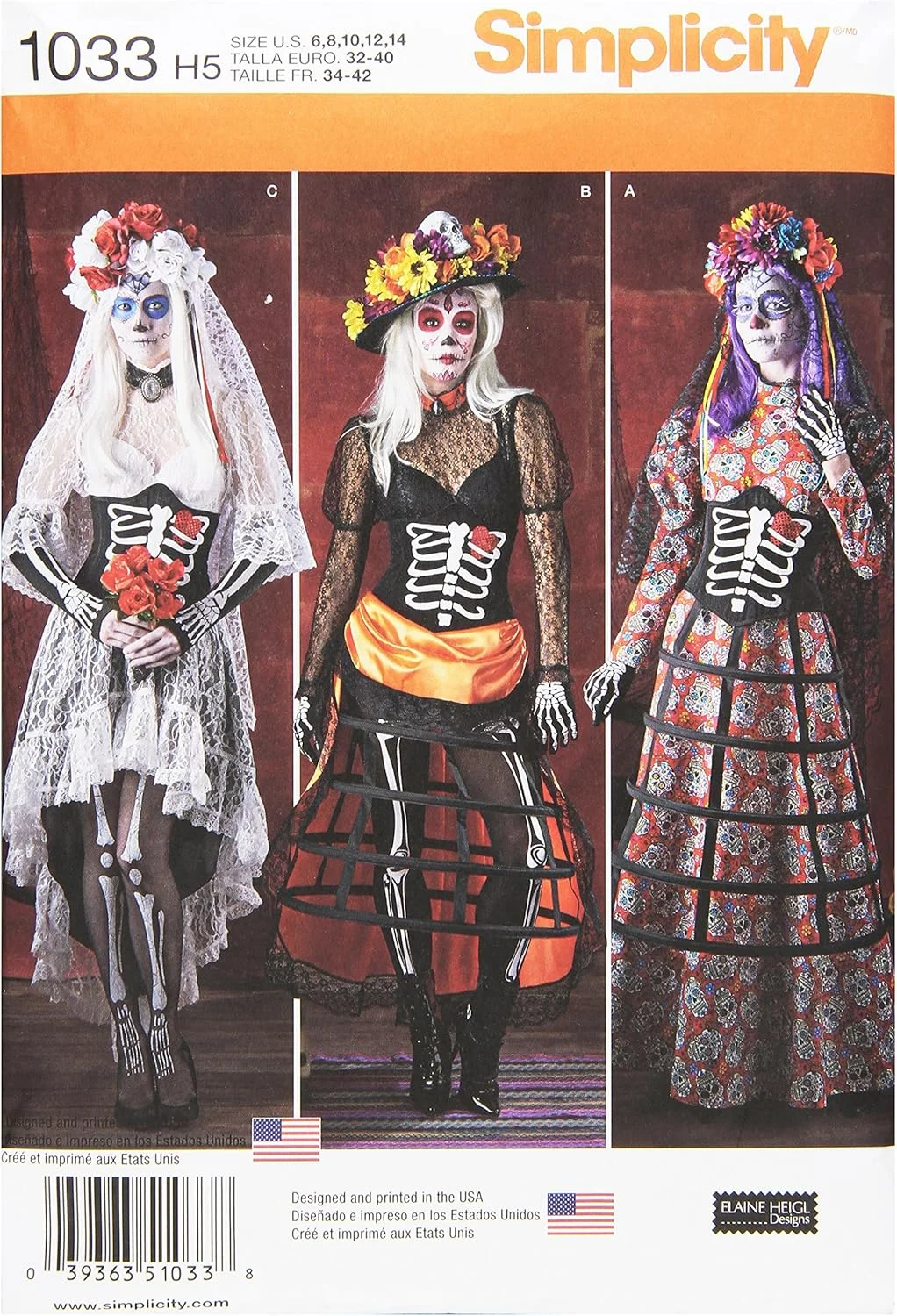 الگوی خیاطی سادگی 1033: لباس های روز مردگان زنانه، سایز H5، 6-8-10-12-14