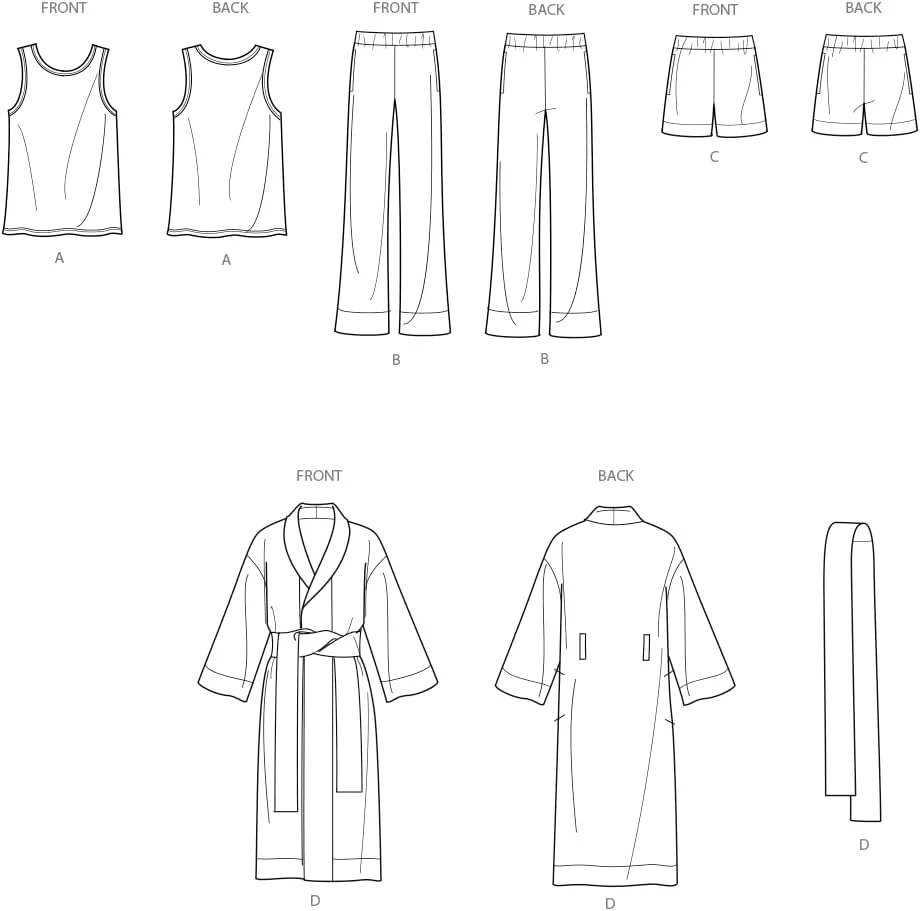 الگوی خیاطی مردانه SIMPLICITY مدل SS9931A شامل روپوش، تاپ بافتنی، شلوار و شلوارک توسط نوریس دانتا فورد سایز A (S-M-L-XL-XXL)