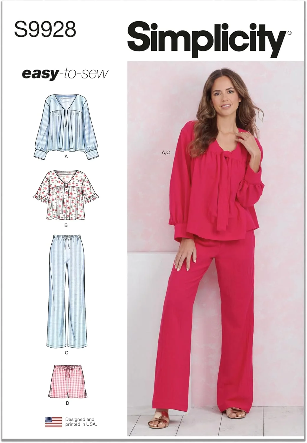 الگوی خیاطی SIMPLICITY SS9928A برای تاپ، شلوار و شورت زنانه A (XS-S-M-L-XL-XXL)