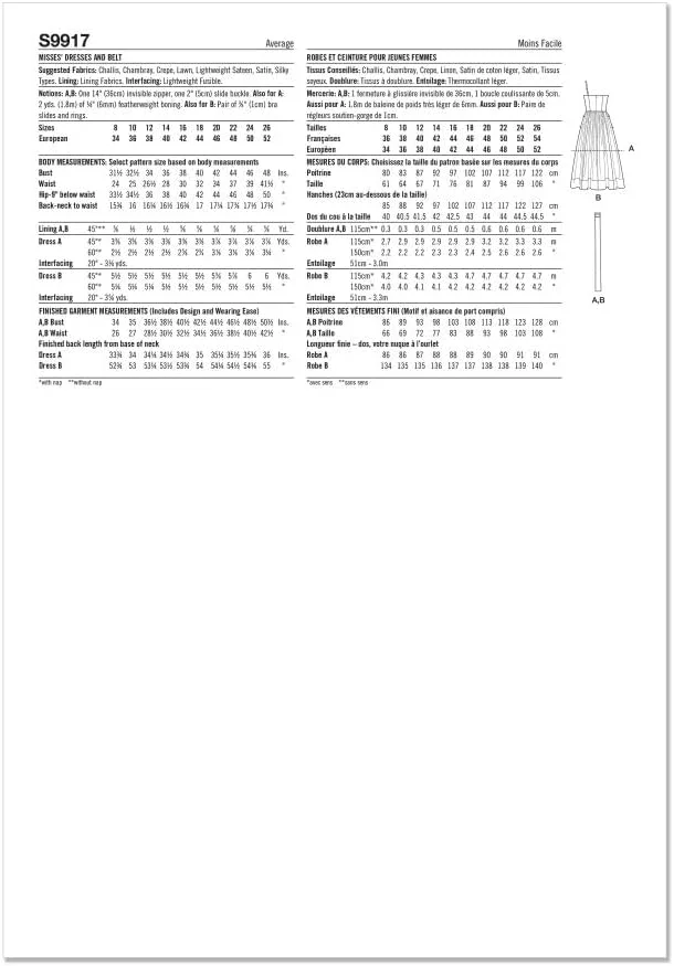 الگوی خیاطی SIMPLICITY SS9917Y5 لباس زنانه و کمربند از Mimi G Style Y5 (18-20-22-24-26)