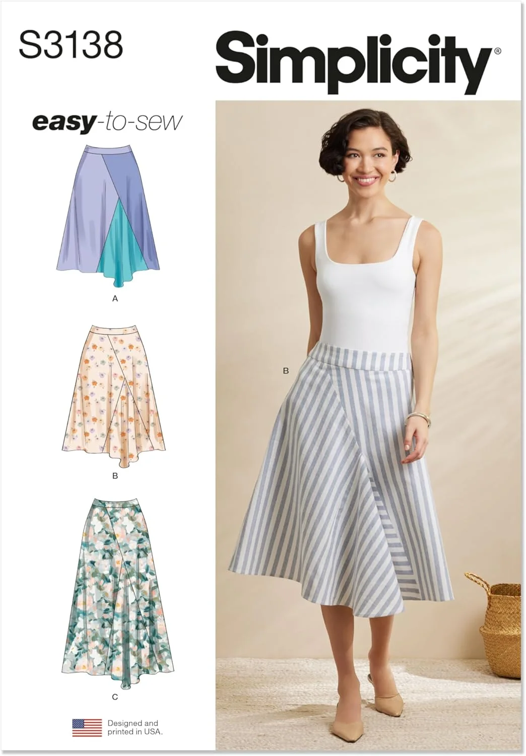 الگوی خیاطی دامن گوده زنانه Simplicity SS3138K5 در دو قد مختلف K5 (سایز 8-10-12-14-16)