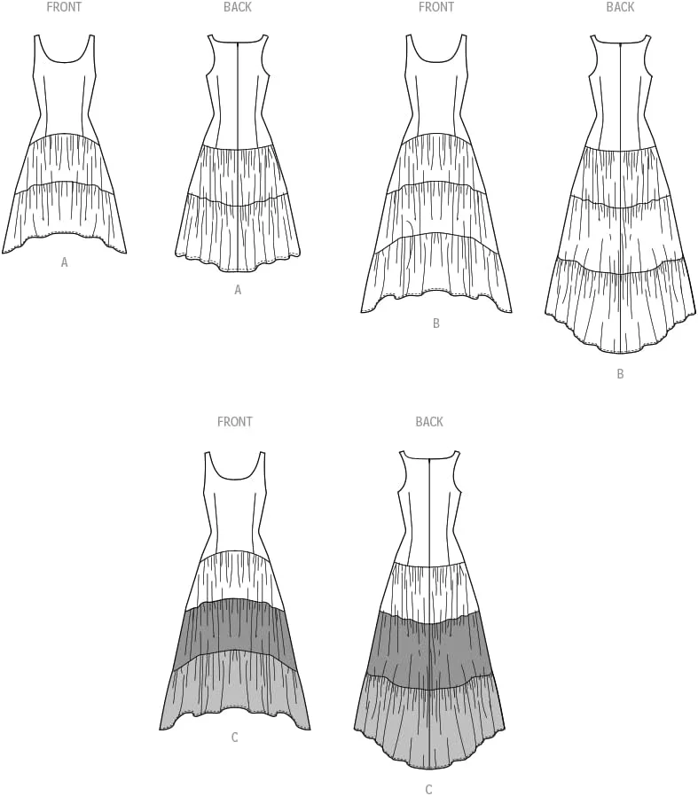 الگوی خیاطی سادگی SS3129D5، لباس زنانه با خطوط ریز D5 (4-6-8-10-12)