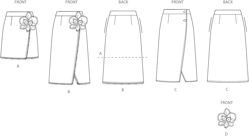 الگوی خیاطی SIMPLICITY SS3104K5 دامن هایWrap زنانه با گل سه بعدی جداشدنی K5 (سایز 8-10-12-14-16)