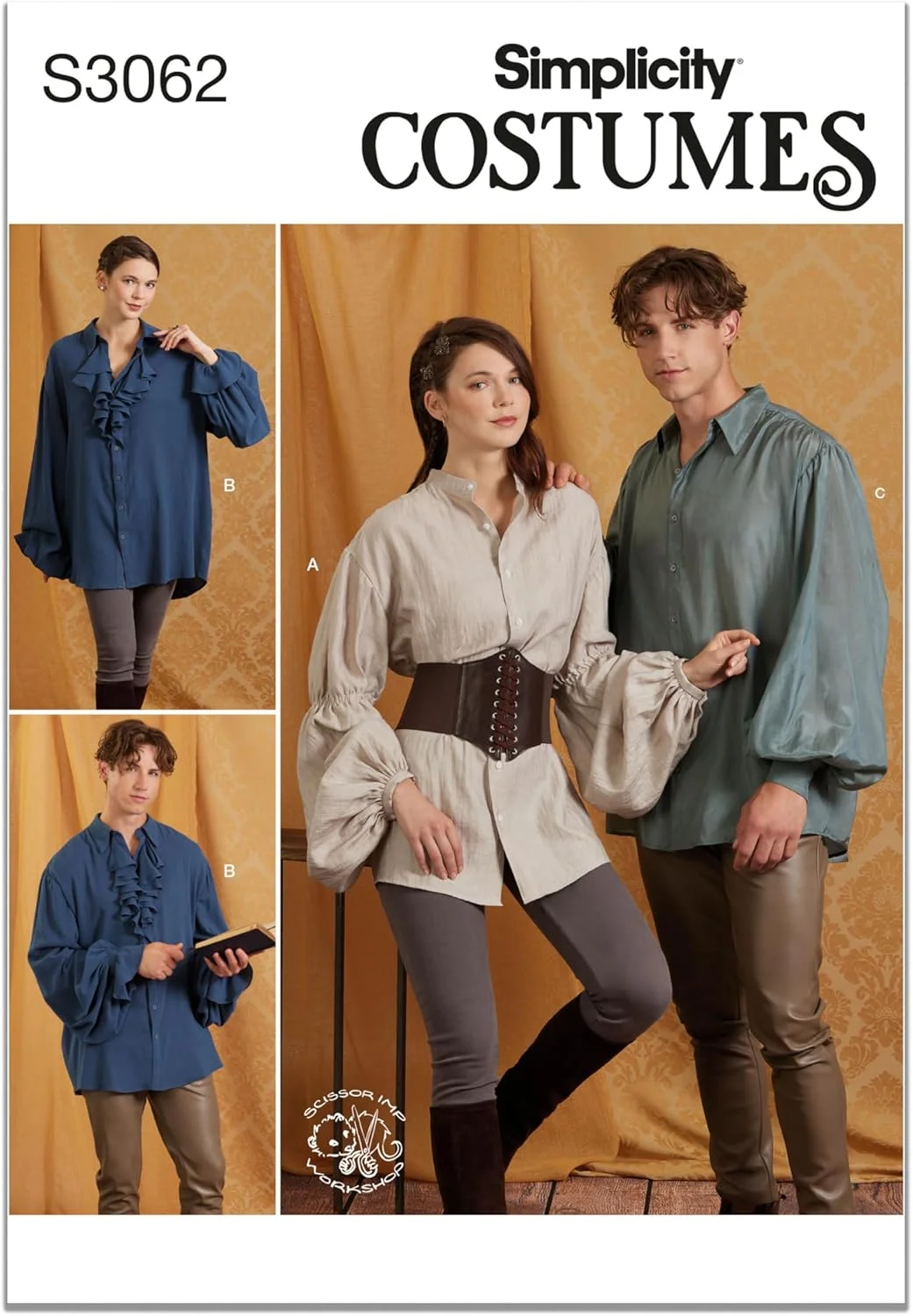 الگوی خیاطی SIMPLICITY SS3062A پیراهن های یونی‌سکس لباس توسط Scissor IMP Workshop A (XS-S-M-L-XL-XXL)