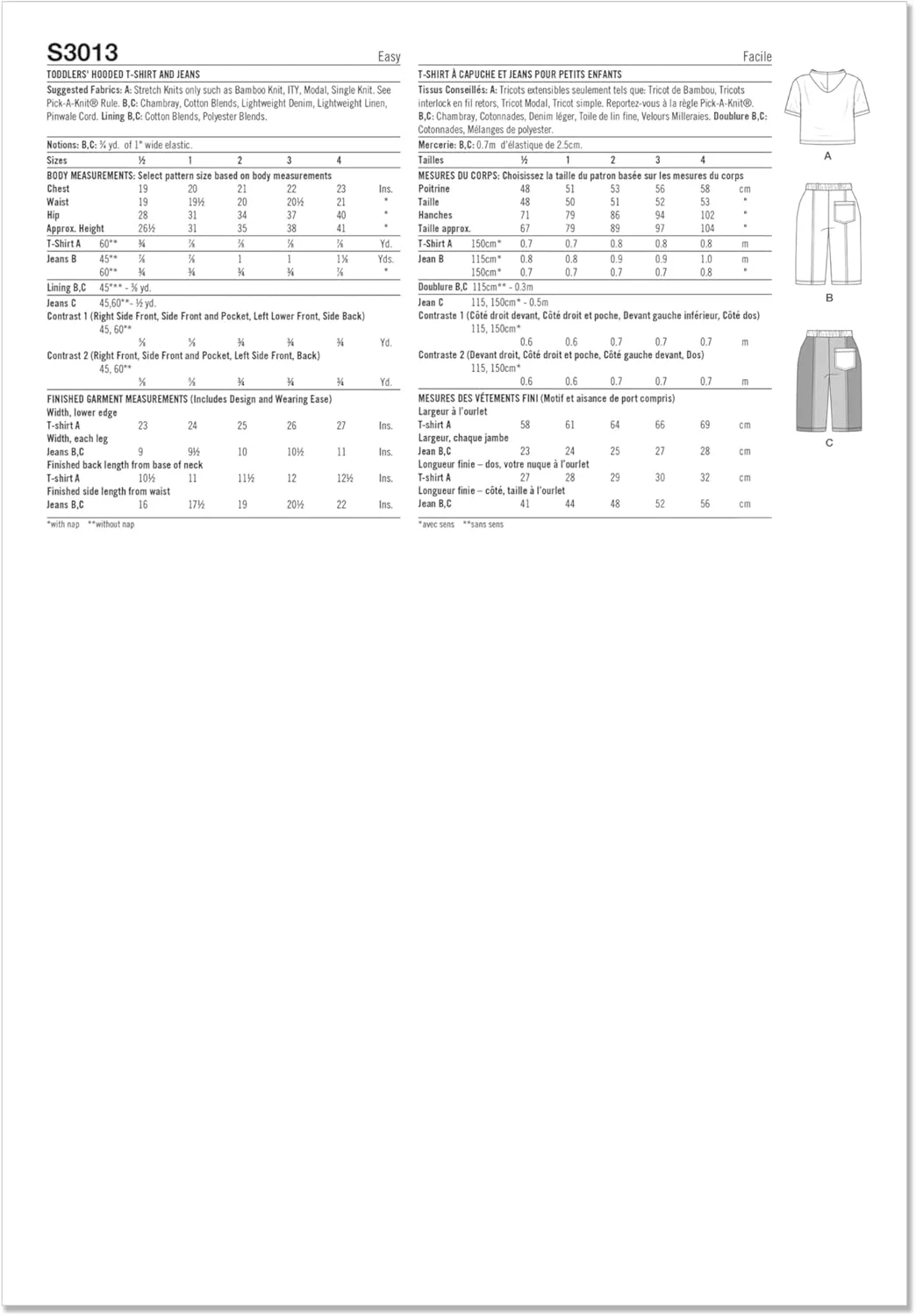 الگوی خیاطی سیمپلیسیتی SS3013A تی شرت کلاه دار و شلوار جین بچگانه A (1/2-1-2-3-4) الگوی خیاطی سیمپلیسیتی SS3013A تی شرت کلاه دار و شلوار جین بچگانه A (1/2-1-2-3-4)